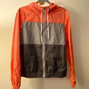 Zine Windbreaker- coral, light gray, sleet- size L